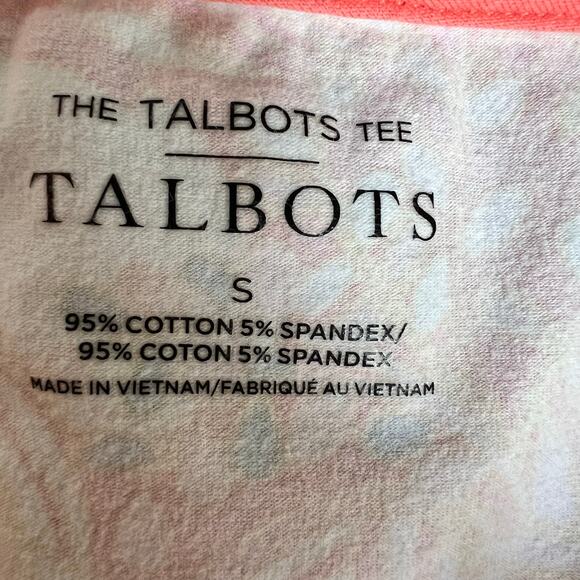 Talbots Women T Shirt Small Cotton Bateau Neck Tee Multi Color Flower 3/4 Sleeve - Picture 7 of 8